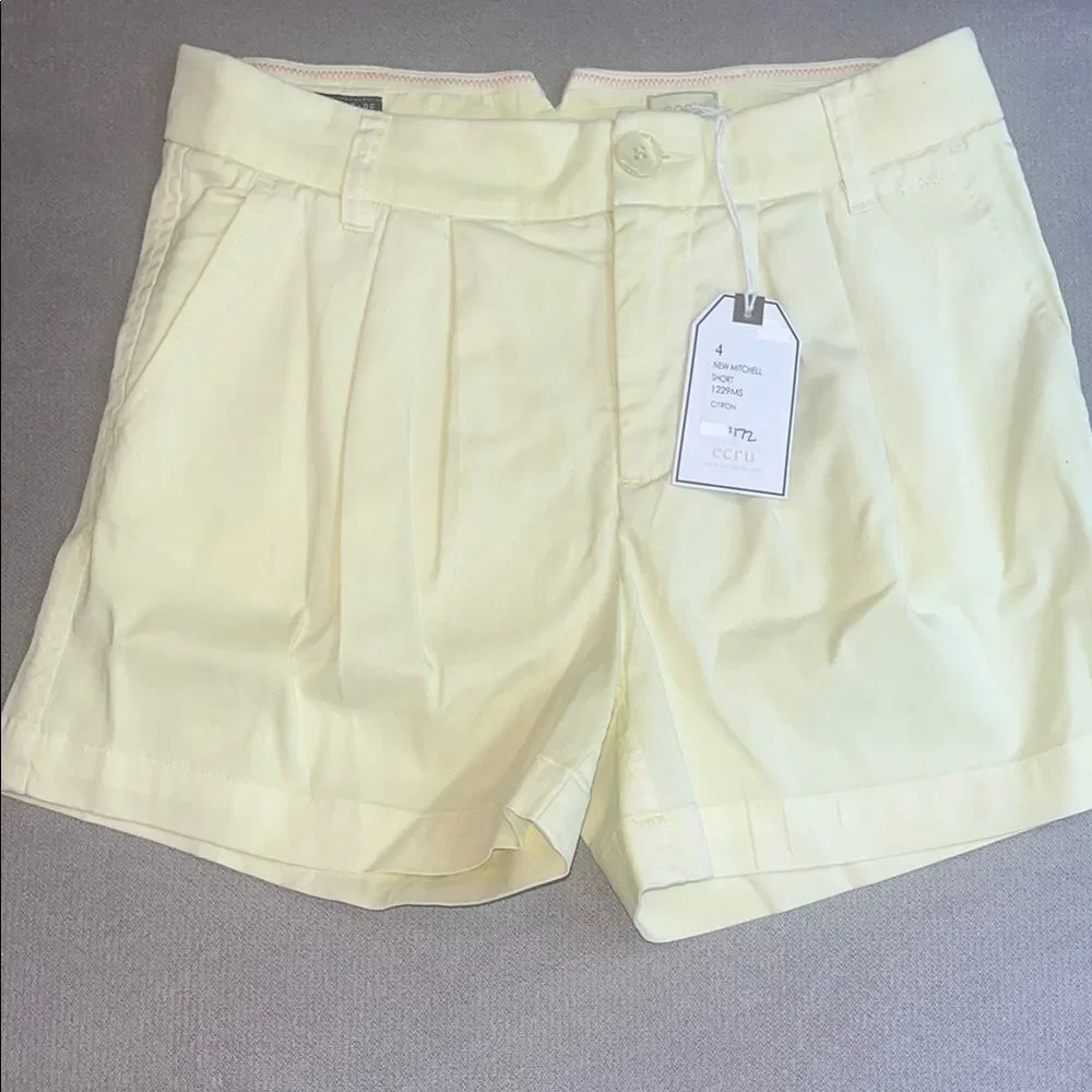 Nwt Ecru Citron New Mitchell Shorts Tailored Pleated Design